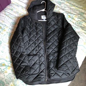 Old Navy Quilted Black Winter Coat, Large Tall